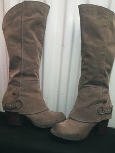 Grey heeled fergalicious boots